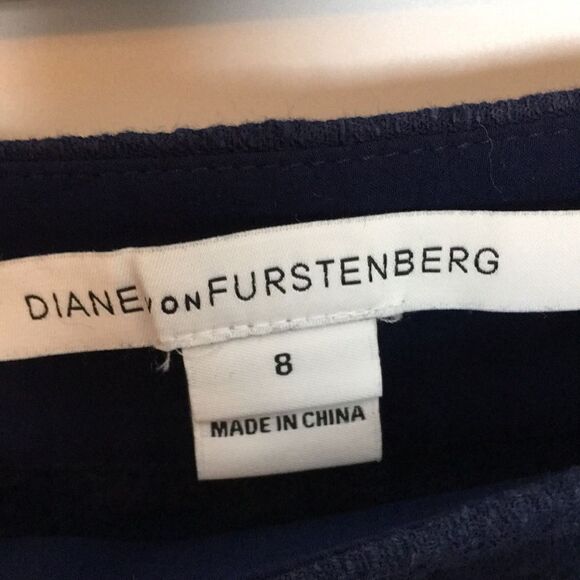 Diane Von Furstenberg Pencil Cigarette Style Navy Pants Sz 8 - Picture 3 of 16